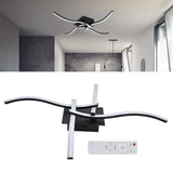 LED Ceiling Light Wavy Shape 3 Color Dimming Wrought Iron Ceiling Fixture with Remote Control Black AC110‑265V