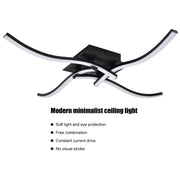 LED Ceiling Light Wavy Shape 3 Color Dimming Wrought Iron Ceiling Fixture with Remote Control Black AC110‑265V