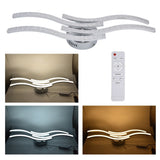 LED Ceiling Light Remote Control Dimming 4 Wavy Ceiling Lamp Tube for Living Room Bedroom AC85‑265V