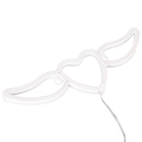 Heart Shaped Neon Light Safe Energy Saving Dual Power Heart Shaped Wings Neon Sign for Valentine's Day Wedding(Warm White Light Pink Light )