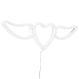 Heart Shaped Neon Light Safe Energy Saving Dual Power Heart Shaped Wings Neon Sign for Valentine's Day Wedding(Warm White Light Pink Light )