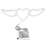 Heart Shaped Neon Light Safe Energy Saving Dual Power Heart Shaped Wings Neon Sign for Valentine's Day Wedding(Warm White Light Pink Light )