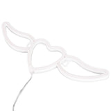 Heart Shaped Neon Light Safe Energy Saving Dual Power Heart Shaped Wings Neon Sign for Valentine's Day Wedding(Warm White Light Pink Light )