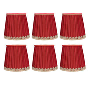 Small Lamp Shade Fabric Wine Red Golden Edge Lampshade for E14 Table Chandelier Wall Lamp