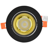 LED Downlight Aluminum Adjustable Angle Dustproof Ceiling Embedded Spotlight for Living Room Bedroom 100‑264VBlack Shell Golden Cup