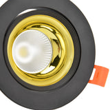 LED Downlight Aluminum Adjustable Angle Dustproof Ceiling Embedded Spotlight for Living Room Bedroom 100‑264VBlack Shell Golden Cup