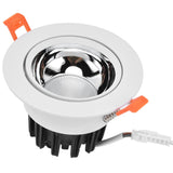 LED Downlight Aluminum Adjustable Angle Dustproof Ceiling Embedded Spotlight for Living Room Bedroom 100‑264VWhite Shell Silver Cup