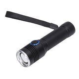 LED Flashlight Telescopic Zoom Protective Function Aluminum Alloy Barrel 2000LM Zoom FlashlightBlack