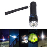 LED Flashlight Telescopic Zoom Protective Function Aluminum Alloy Barrel 2000LM Zoom FlashlightBlack