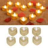 6PCS Heart Candle Light Heart Shaped Design Environmental Fine Workmanship LED Candle Light