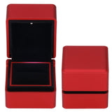 Velvet Ring Box LED Light Eco Friendly Safe Poisonless Elegant Design Romantic Ambience Engagement Ring BoxRed
