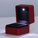 Velvet Ring Box LED Light Eco Friendly Safe Poisonless Elegant Design Romantic Ambience Engagement Ring BoxRed