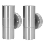 2Pcs GU10 Stainless Steel Outdoor Wall Sconce Waterproof LED Cylinder Up Down Wall Light for Yard Villas Living Rooms 220‑240VStainless Steel Color