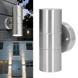 2Pcs GU10 Stainless Steel Outdoor Wall Sconce Waterproof LED Cylinder Up Down Wall Light for Yard Villas Living Rooms 220‑240VStainless Steel Color