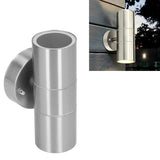 2Pcs GU10 Stainless Steel Outdoor Wall Sconce Waterproof LED Cylinder Up Down Wall Light for Yard Villas Living Rooms 220‑240VStainless Steel Color