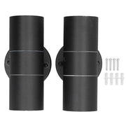 2Pcs GU10 Stainless Steel Outdoor Wall Sconce Waterproof LED Cylinder Up Down Wall Light for Yard Villas Living Rooms 220‑240VBlack In Australia - Darrahopens