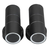 2Pcs GU10 Stainless Steel Outdoor Wall Sconce Waterproof LED Cylinder Up Down Wall Light for Yard Villas Living Rooms 220‑240VBlack