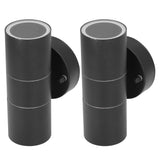 2Pcs GU10 Stainless Steel Outdoor Wall Sconce Waterproof LED Cylinder Up Down Wall Light for Yard Villas Living Rooms 220‑240VBlack