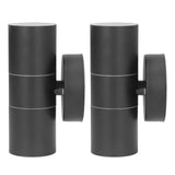 2Pcs GU10 Stainless Steel Outdoor Wall Sconce Waterproof LED Cylinder Up Down Wall Light for Yard Villas Living Rooms 220‑240VBlack