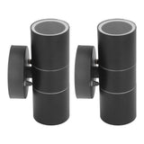 2Pcs GU10 Stainless Steel Outdoor Wall Sconce Waterproof LED Cylinder Up Down Wall Light for Yard Villas Living Rooms 220‑240VBlack