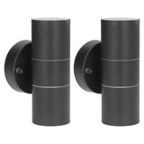 2Pcs GU10 Stainless Steel Outdoor Wall Sconce Waterproof LED Cylinder Up Down Wall Light for Yard Villas Living Rooms 220‑240VBlack