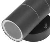 2Pcs GU10 Stainless Steel Outdoor Wall Sconce Waterproof LED Cylinder Up Down Wall Light for Yard Villas Living Rooms 220‑240VBlack