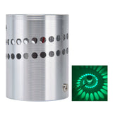 LED Aluminum Spiral Hole Wall Light Corrosion Resistance 3W Dimmable Spiral Lamp for Porch Living RoomGreen