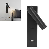 Wall Mounted Reading Light Minimalist Fashion LED Wall Lamp with Switch USB Port for Indoor Bedroom 100‑240V