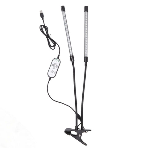 Plant Grow Light Dimmable Timing Full Spectrum USB Powered Dual Head Clip On LED Plant Lamp for Indoor 30W