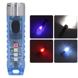 Keychain Flashlight 10 Lighting Modes 5LED TYPE C Fast Charging IP65 Waterproof Portable Keychain Light with Magnetic Base Blue