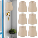 6PCS Linen Fabric Lamp Shade Cover Cylindrical Lampshade with Iron Support for Household Light