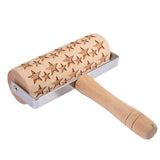 Snowflakes Elk Printing Rolling Pin Engraved Rolling Pin Hand Held Wooden Baking Tool In Australia - Darrahopens