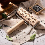 Snowflakes Elk Printing Rolling Pin Engraved Rolling Pin Hand Held Wooden Baking Tool In Australia - Darrahopens
