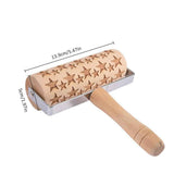 Snowflakes Elk Printing Rolling Pin Engraved Rolling Pin Hand Held Wooden Baking Tool In Australia - Darrahopens