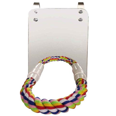 Bird Mirror Toy with Rope Mirror Perch Parrot Bite Toy Parrot Claw Perches Bird Cage Chew Toy In Australia - Darrahopens