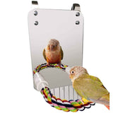 Bird Mirror Toy with Rope Mirror Perch Parrot Bite Toy Parrot Claw Perches Bird Cage Chew Toy In Australia - Darrahopens