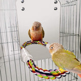 Bird Mirror Toy with Rope Mirror Perch Parrot Bite Toy Parrot Claw Perches Bird Cage Chew Toy