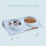 Double Bowls for Dog Stainless Steel Pet Bowl Splashproof Feeding Bowl for Pet In Australia - Darrahopens