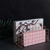 Letter Holder Iron Metal Three Grid Bookcase Holder Multifunctional File Sorter Organizer
