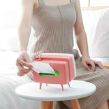 Retro Tissue Box Television Shaped Roll Paper Storage Container Built In Phone Holder