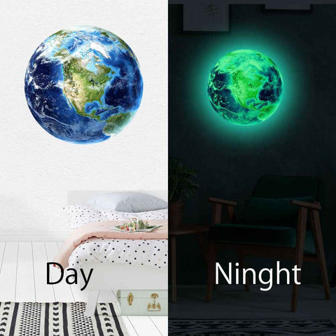 30cm Luminous Earth Sticker Universe Planet Fluorescent Wall Stickers In The Dark DIY Stickers Kids Bedroom Decoration