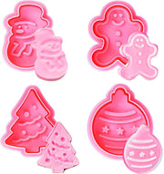 4 Pcs Christmas Biscuits Cutters Set Christmas Tree Snowman Gingerbread Egg Stamper Spring Loaded Handle Cutter In Australia - Darrahopens