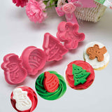 4 Pcs Christmas Biscuits Cutters Set Christmas Tree Snowman Gingerbread Egg Stamper Spring Loaded Handle Cutter In Australia - Darrahopens