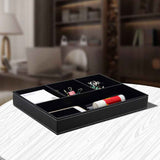 4 Compartments Leatherette Valet Tray Desk Dresser Top Organizer Box for Wallets Coins Keys and Jewelry In Australia - Darrahopens