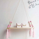 Ins Style Wall Shelf Child Decorative Shelf Hanging with Rope and Wooden Board Princess Bedroom In Australia - Darrahopens