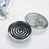 Round Mosquito Coil Holder Stainless Steel Mosquito Coil Disk Portable Mosquito Coil Tray with Hollow Cover In Australia - Darrahopens