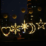 Window Sucker Holiday Lamp LED Christmas Trees Deer Bell Star Santa Hanging Garland Light Wall Decorative In Australia - Darrahopens