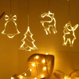 Window Sucker Holiday Lamp LED Christmas Trees Deer Bell Star Santa Hanging Garland Light Wall Decorative In Australia - Darrahopens