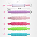 Plastic Non Stick Fondant Rolling Pin Tool Portable Embossed Rolling Pin Fondant Pastry Cake Decorating Tool