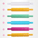 Plastic Non Stick Fondant Rolling Pin Tool Portable Embossed Rolling Pin Fondant Pastry Cake Decorating Tool